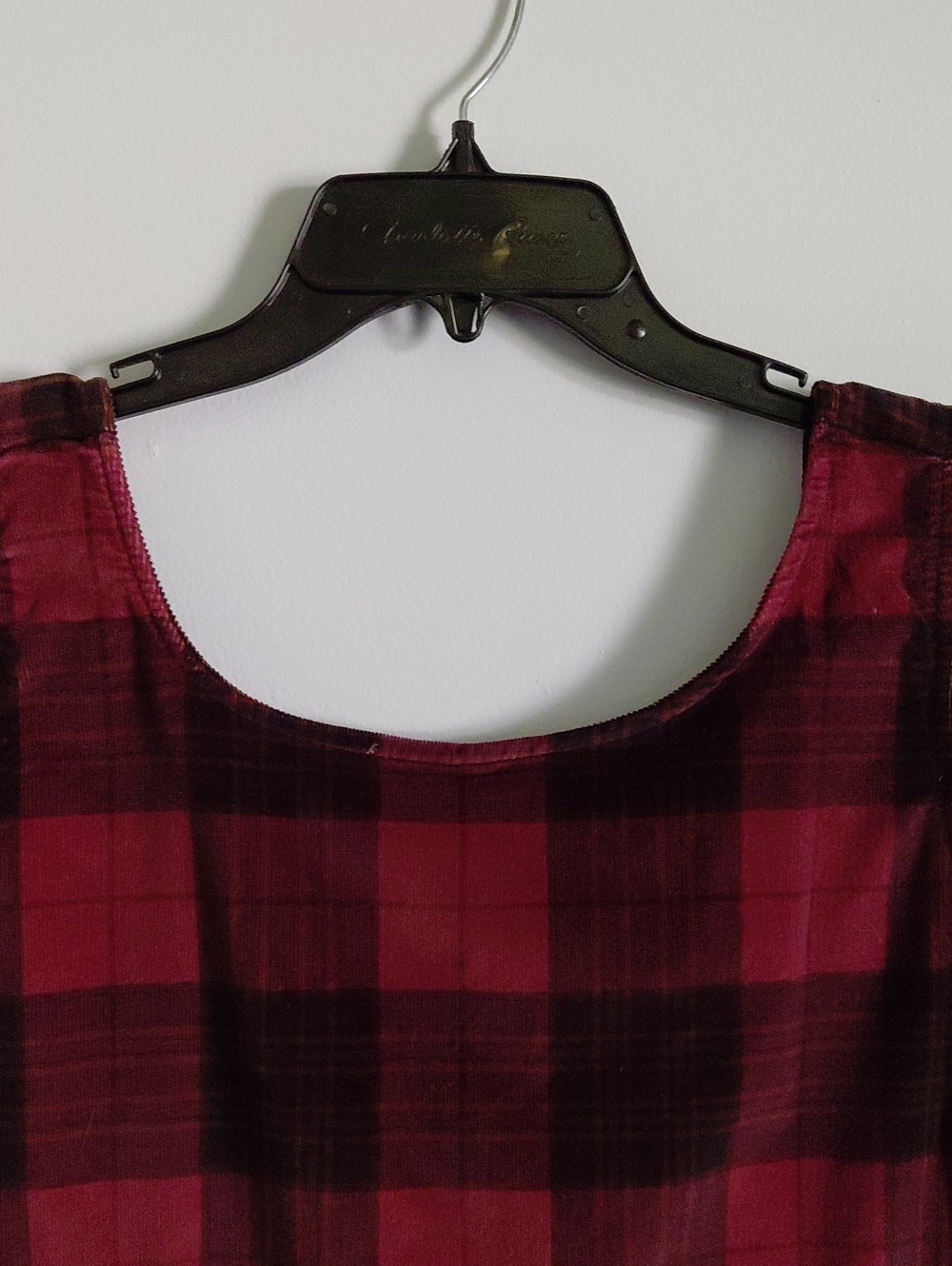 American Eagle Sleeveless Back Bow Peplum Tank Top Red Plaid Velvet Boxy XXL - Picture 4 of 14